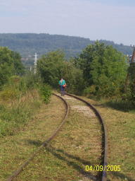 Czech Railroad Worker Weed Wacking the Rail Line, Bojov 4 Sep 05 